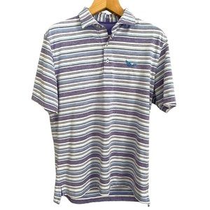 Like New johnnie-O Beckett Polo, purple blue white striped, golf tennis casual